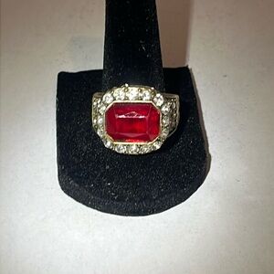 Heidi Daus Silver and Red Statement Ring